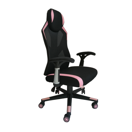 Herní židle Gaming Soft,  textil, černá / růžová - 1