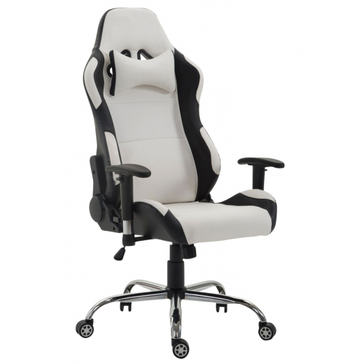 Herní židle Rosberg, syntetická kůže, černá / bílá - 1