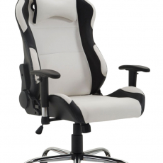 Herní židle Rosberg, syntetická kůže, černá / bílá - 1