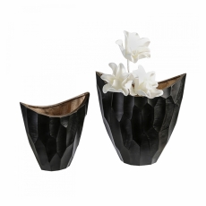 Hliníková váza Lava, 26 cm, čierna/zlatá - 1