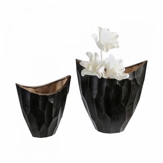Hliníková váza Lava, 33,5 cm, černá/zlatá - 1