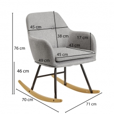 Hojdacie kreslo Hugo, textil, svetlo šedá - 7