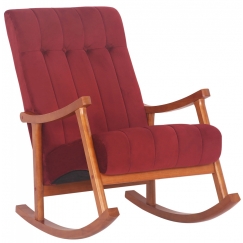 Hojdacie kreslo Saltillo, zamat, orech / červená