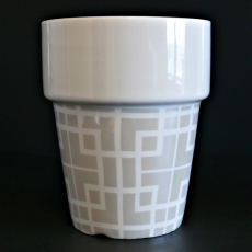 Hrnček porcelánový stohovateľný, štvorce - 6