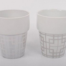 Hrnek porcelánový stohovatelný, čtverce - 3