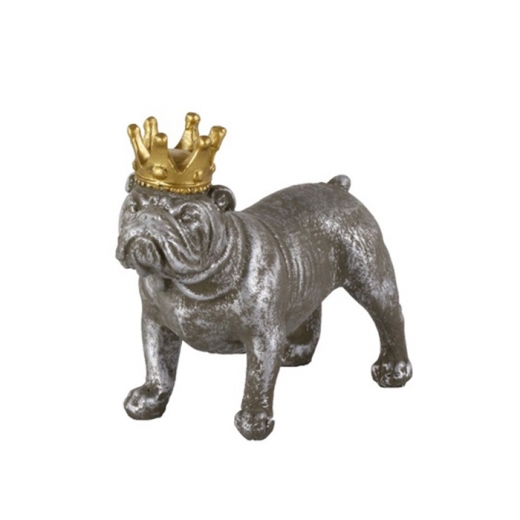 Interiérová dekorace Crown Dog standing, 15,5 cm, beton - 1