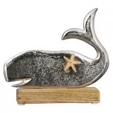 Interiérová dekorace Whale, 20 cm, stříbrná / mango - 2