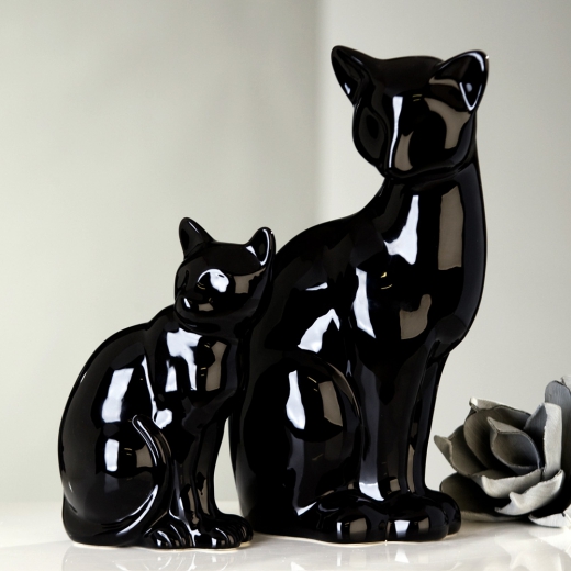 Interiérová dekorácia Mačka 21 cm, čierna - 1