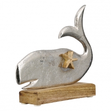 Interiérová dekorácia Whale, 24,5 cm, strieborná/mango - 5