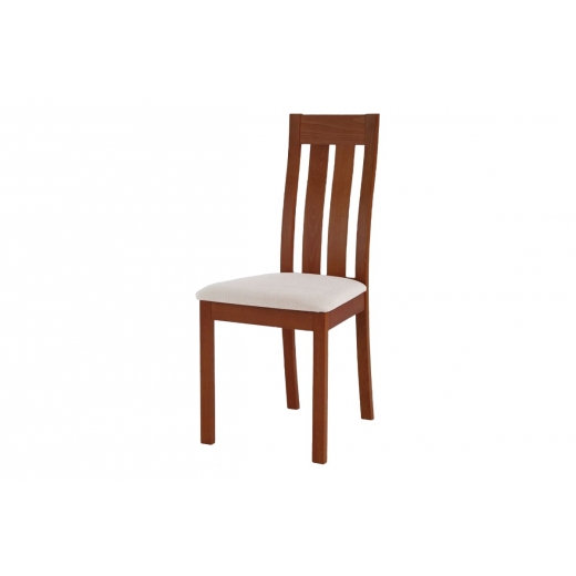 Jedálenská drevená stolička Bulky, čerešňa/béžová - 1