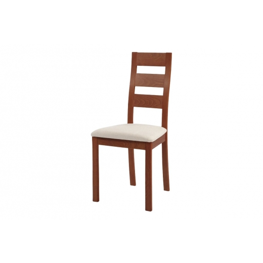 Jedálenská drevená stolička Horizont, čerešňa/béžová - 1