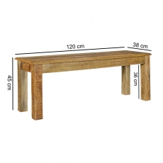 Jedálenská lavica Rustica, 120 cm, mangové drevo - 3