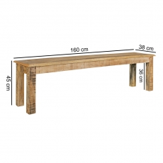 Jedálenská lavica Rustica, 160 cm, mangové drevo - 3