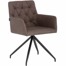 Jedálenská stolička Aashay (SADA 2 ks), syntetická koža, hnedá - 4
