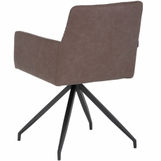 Jedálenská stolička Aashay (SADA 2 ks), syntetická koža, hnedá - 5