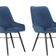 Jedálenská stolička Akita (SET 2 ks), zamat, modrá - 1