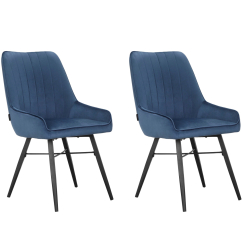 Jedálenská stolička Akita (SET 2 ks), zamat, modrá