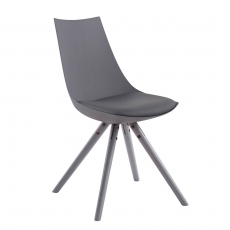 Jedálenská stolička Alba koža, sivé nohy - 6