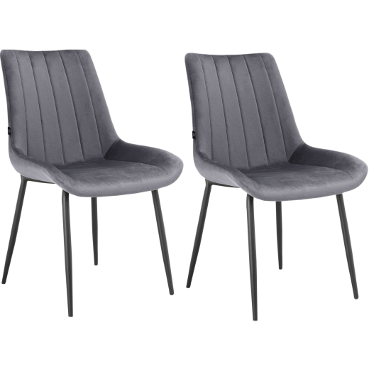 Jedálenská stolička Alzira (SET 2 ks), zamat, tmavo šedá - 1