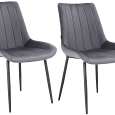 Jedálenská stolička Alzira (SET 2 ks), zamat, tmavo šedá - 1