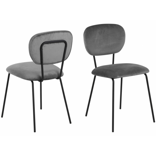 Jedálenská stolička Ariana (SET 2ks), zamat, šedá - 1