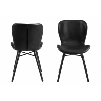 Jedálenská stolička Batilda (SET 2ks), syntetická koža, čierna