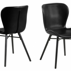 Jedálenská stolička Batilda (SET 2ks), syntetická koža, čierna - 5