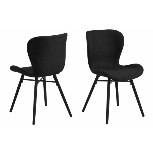 Jedálenská stolička Batilda (SET 2ks), tkanina, antracitová / čierna - 1