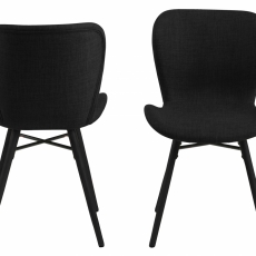Jedálenská stolička Batilda (SET 2ks), tkanina, antracitová / čierna - 2