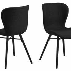 Jedálenská stolička Batilda (SET 2ks), tkanina, antracitová / čierna - 1
