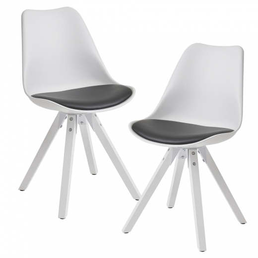 Jedálenská stolička Benny (SET 2 ks), syntetická koža, biela / čierna - 1