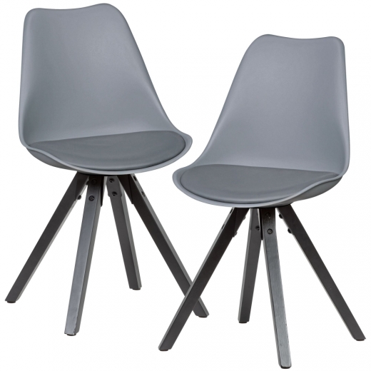 Jedálenská stolička Benny (SET 2 ks), syntetická koža, šedá - 1