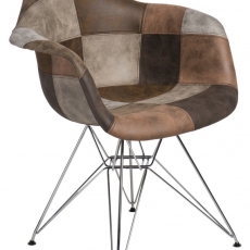 Jedálenská stolička Blom čalúnená patchwork, béžová - 1