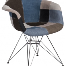 Jedálenská stolička Blom čalúnená patchwork, modrá - 1