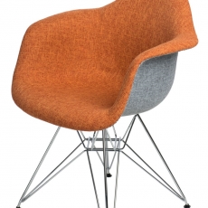 Jedálenská stolička Blom čalúnená, sivá/oranžová - 1