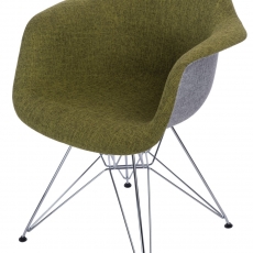 Jedálenská stolička Blom čalúnená, sivá/zelená - 1