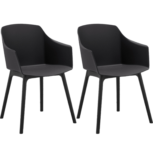 Jedálenská stolička Bora (SET 2 ks), plast, čierna - 1
