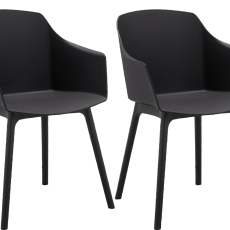 Jedálenská stolička Bora (SET 2 ks), plast, čierna - 1
