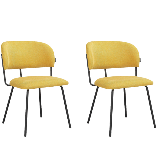 Jedálenská stolička Claudia (SET 2 ks), textil, žltá - 1