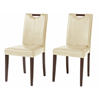 Jedálenská stolička Curt (Súprava 2 ks), krémová/tmavé drevo