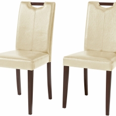 Jedálenská stolička Curt (Súprava 2 ks), krémová/tmavé drevo - 1