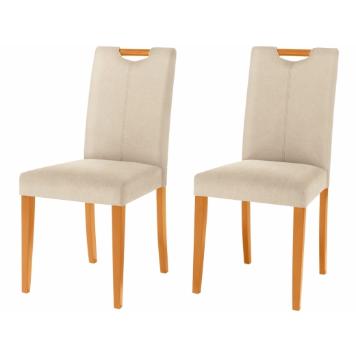 Jedálenská stolička Curt (Súprava 2 ks), mikrovlákno, krémová/prírodné drevo - 1