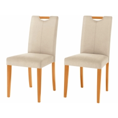 Jedálenská stolička Curt (Súprava 2 ks), mikrovlákno, krémová/prírodné drevo