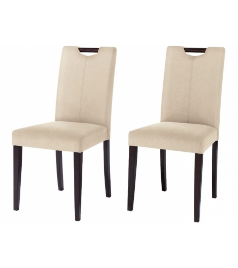 Jedálenská stolička Curt (Súprava 2 ks), mikrovlákno, krémová/tmavé drevo