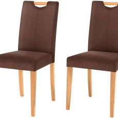 Jedálenská stolička Curt (Súprava 2 ks), mikrovlákno, tmavohnedá/prírodné drevo - 1