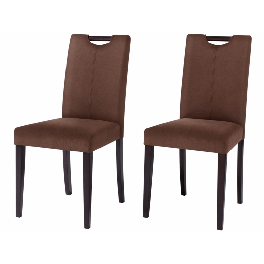 Jedálenská stolička Curt (Súprava 2 ks), mikrovlákno, tmavohnedá/tmavé drevo - 1