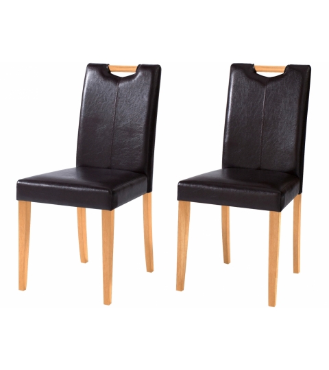 Jedálenská stolička Curt (Súprava 2 ks), tmavohnedá/prírodné drevo