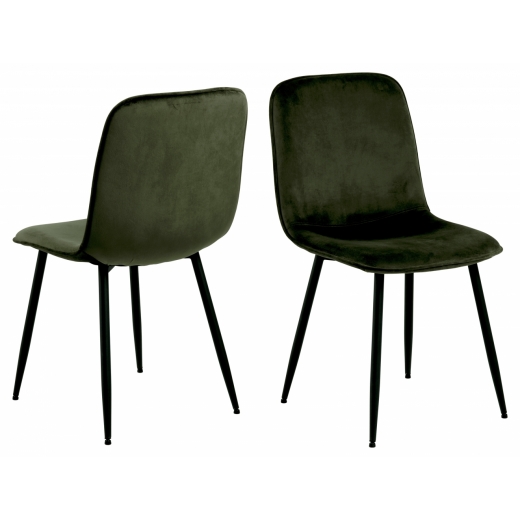 Jedálenská stolička Delmy (SET 4ks), zamat, olivová / čierna - 1