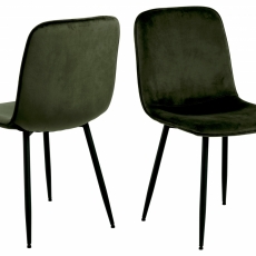 Jedálenská stolička Delmy (SET 4ks), zamat, olivová / čierna - 1