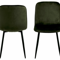 Jedálenská stolička Delmy (SET 4ks), zamat, olivová / čierna - 6